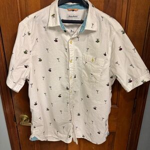 Tommy Bahama White Seersucker Martini Camp Shirt - Men's XL